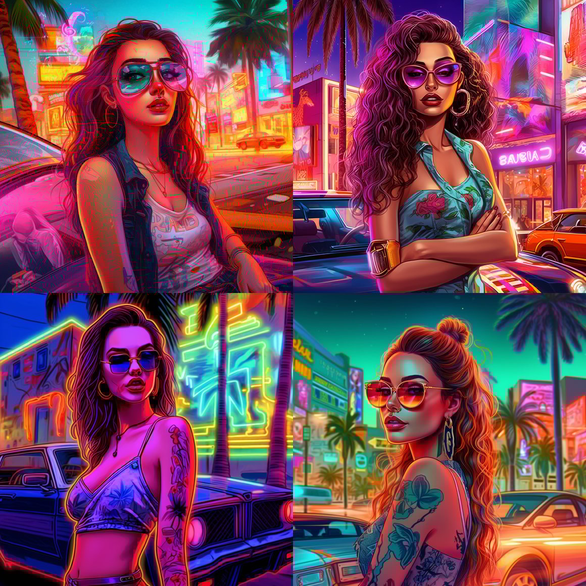 Neon Nights: Cyber Punk Miami Goddess Mid-Journey