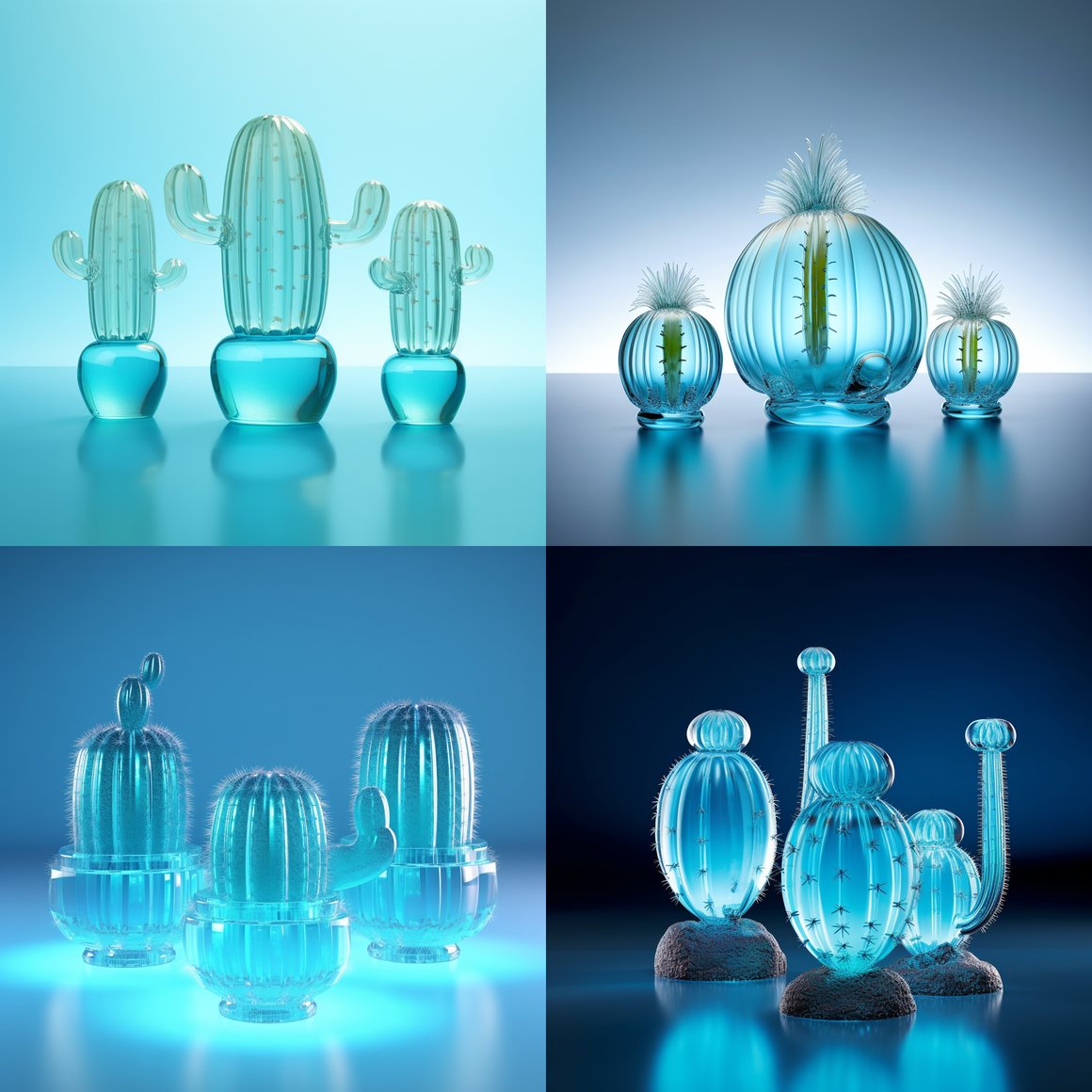 Crystal Blue Cactus Mirage: A Surreal Mid-Journey Encounter