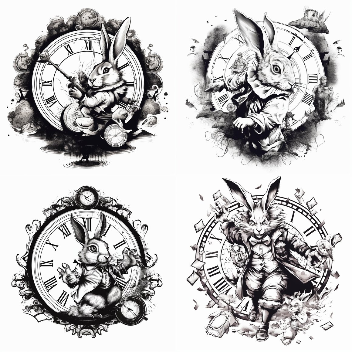 A Timely Tattoo of Alice & The White Rabbit