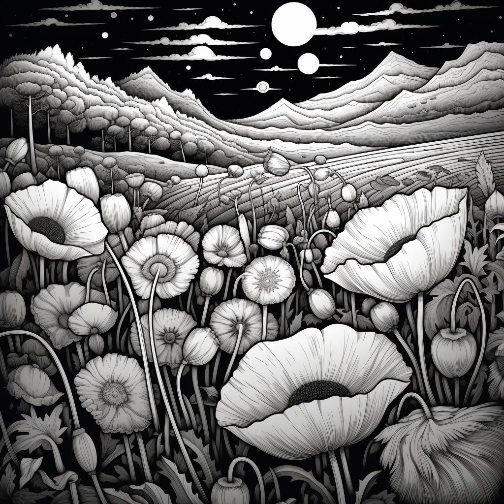 Detailed Floral Field Ink Journey