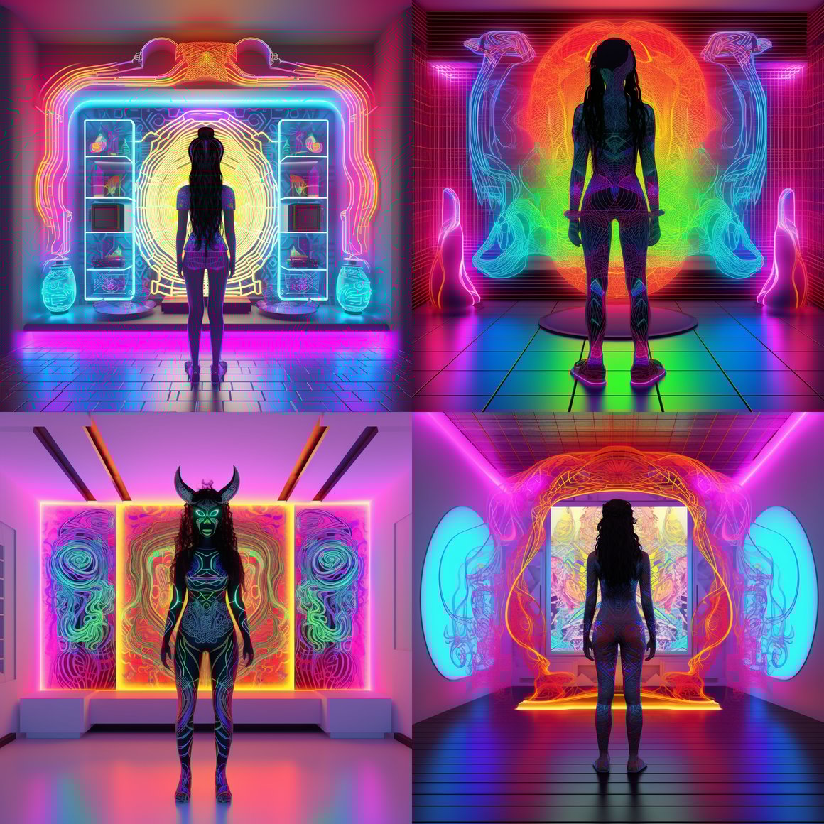 Neon Goddess: A Mid-Journey Tranquility