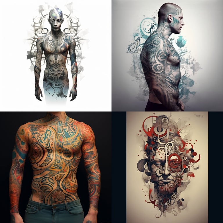 Crafting Hyper Realistic Full Body Abstract Tattoo for Tall Man Version ...