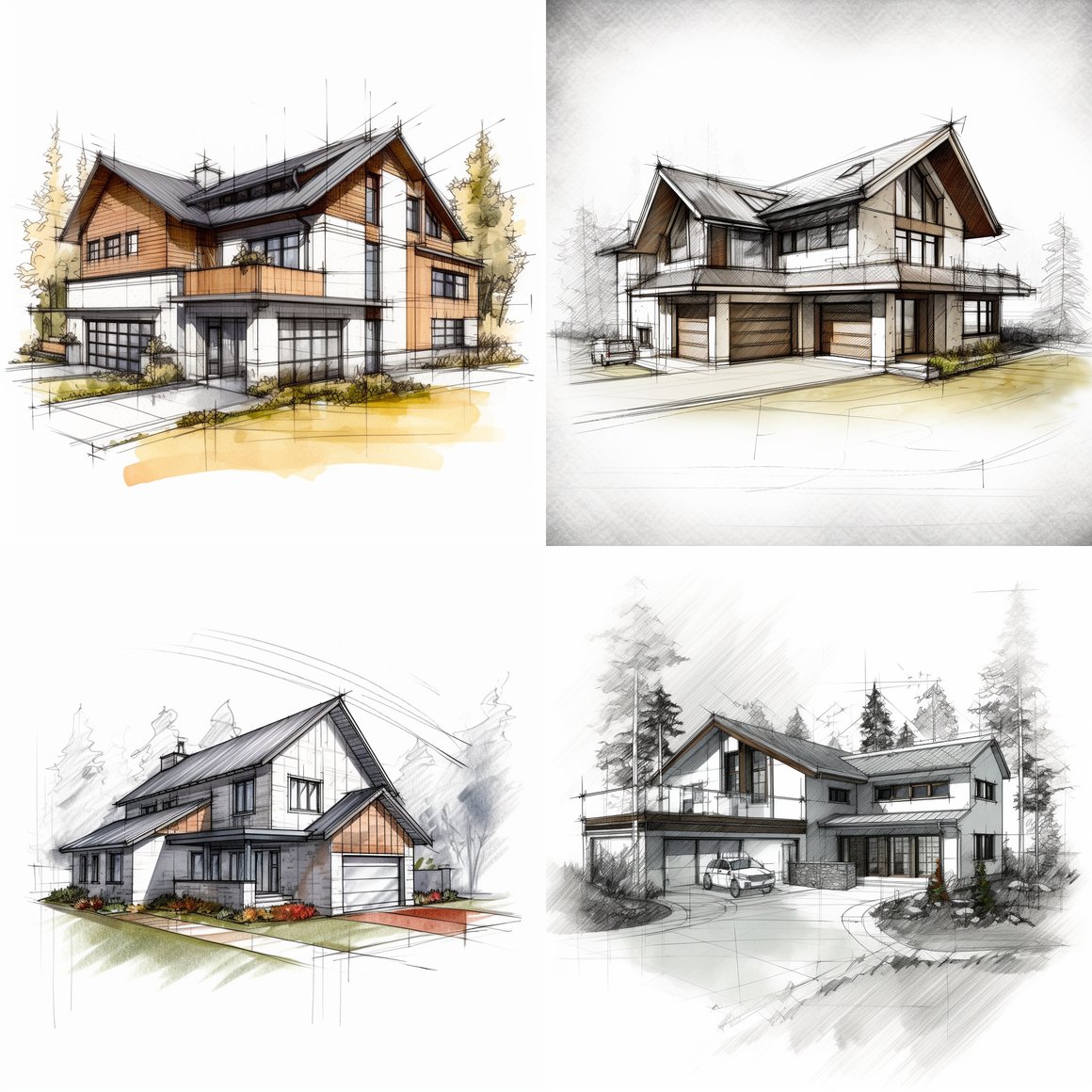 Detailed CAD Sketch of a Modern Single Family Home