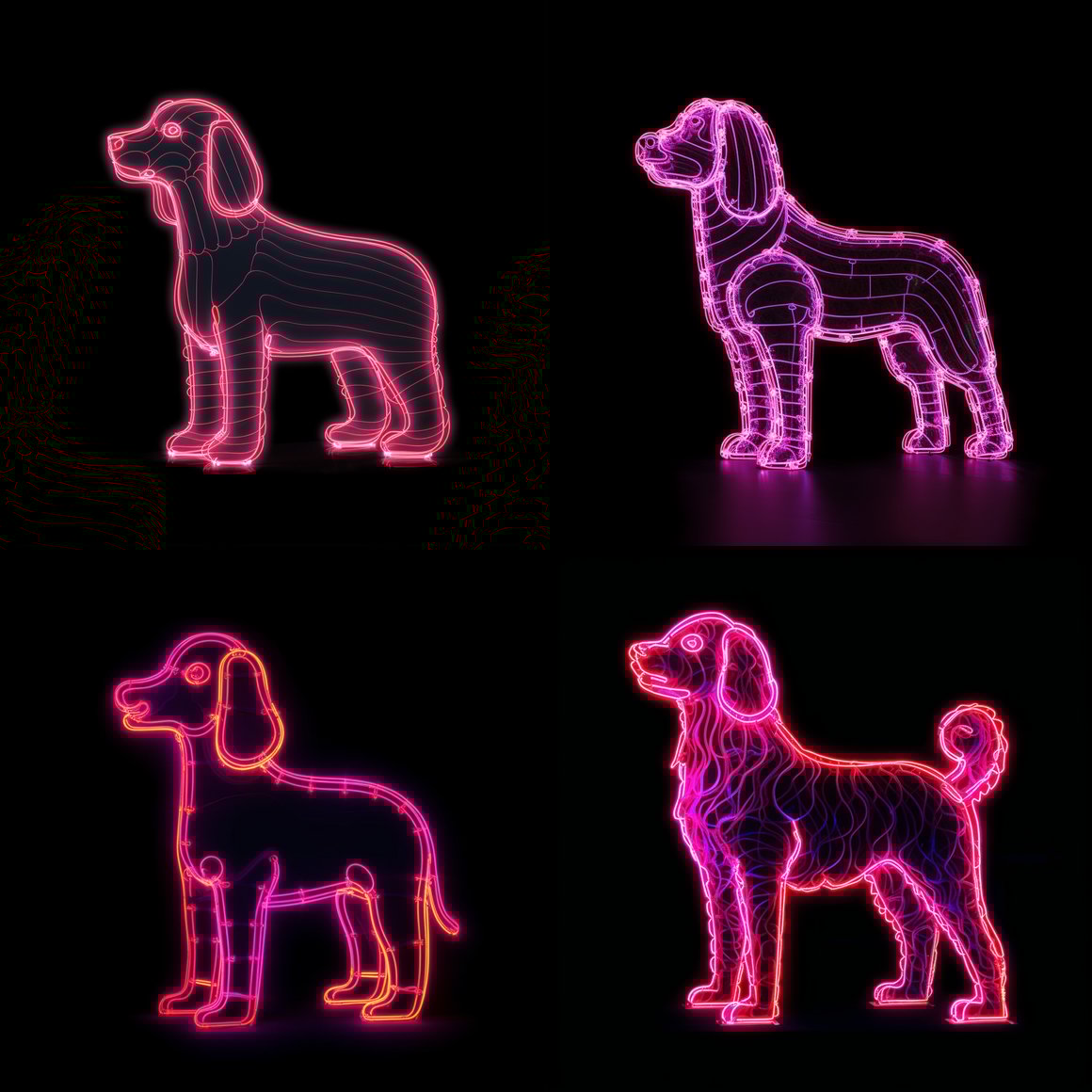 Neon Poodle Outline on Midnight Voyage
