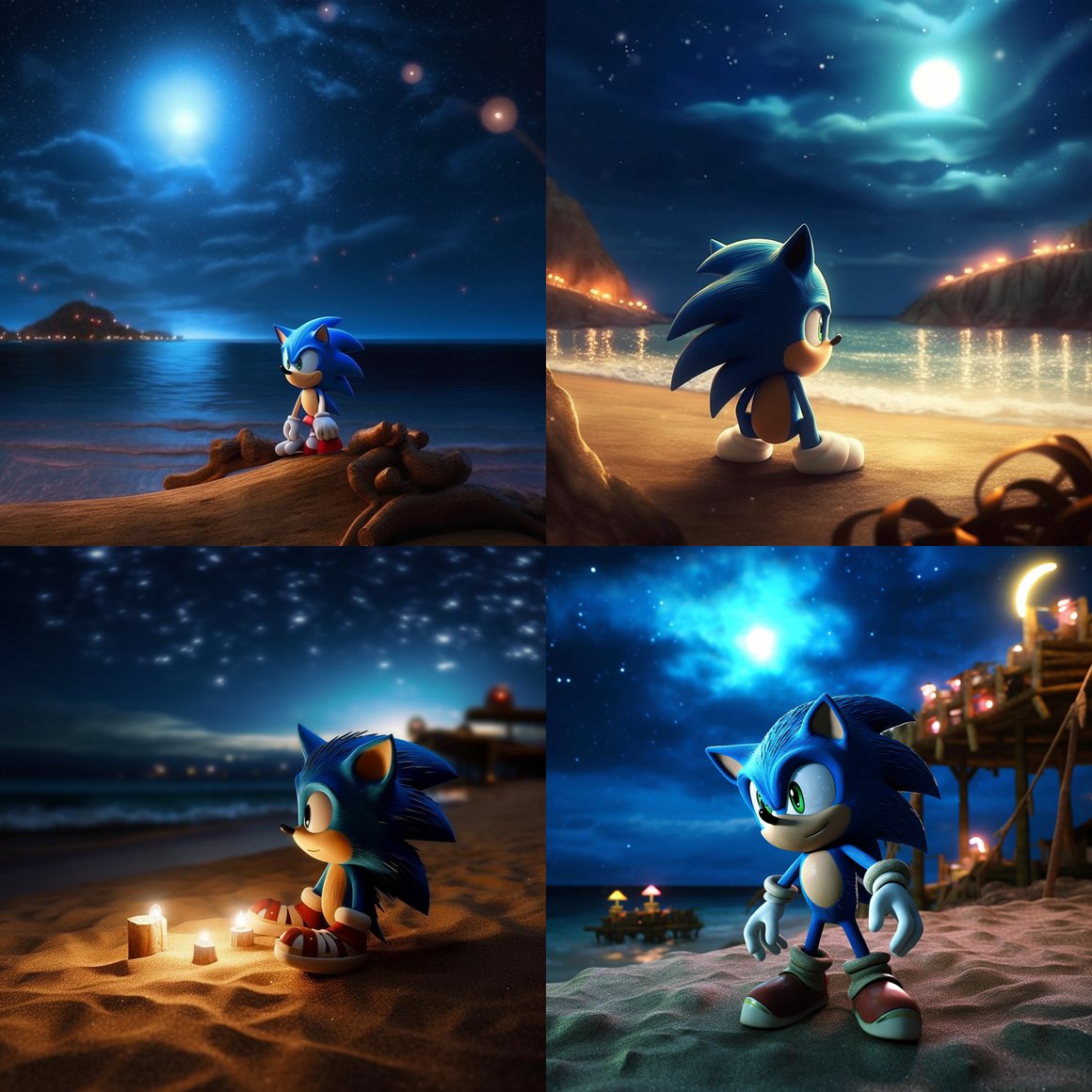 Midnight Beach Adventure: Sonic the Hedgehog
