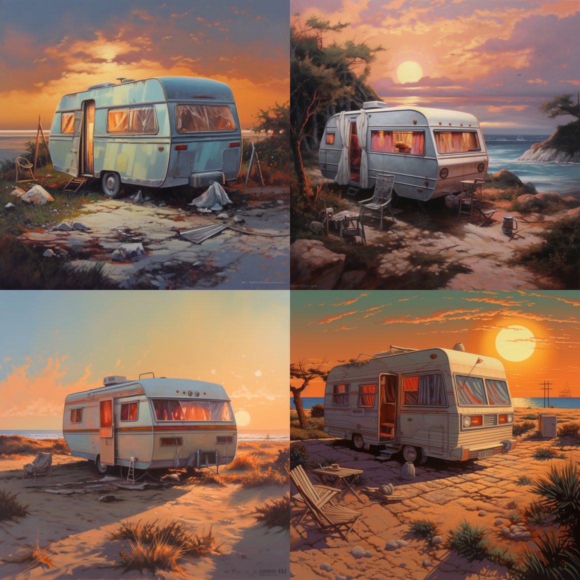 Retro Caravan Sunset Sojourn