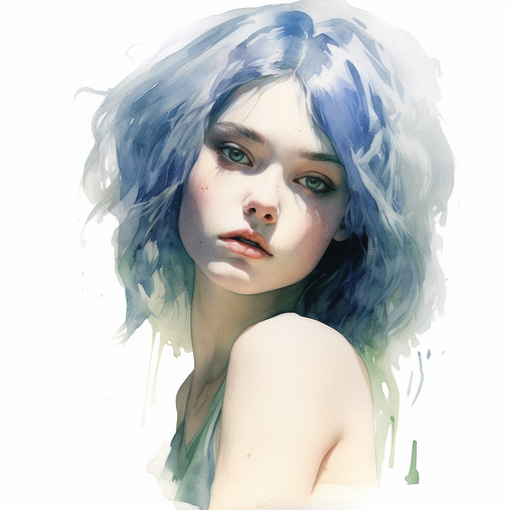 Midnight Blue: A Young Woman's Portrait in Pastel Tones