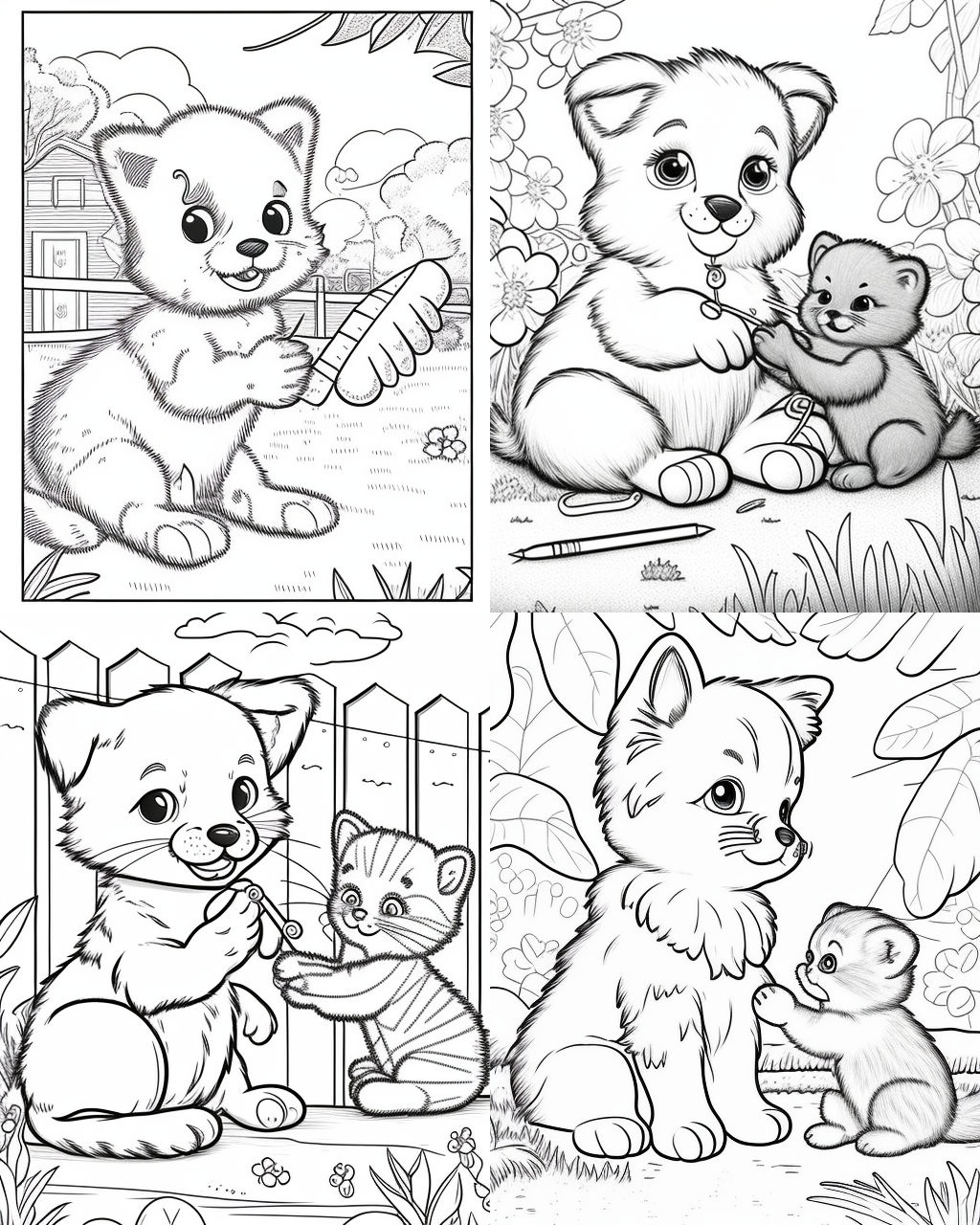 Healing Paws: Kitten and Puppy Adventure Coloring Page