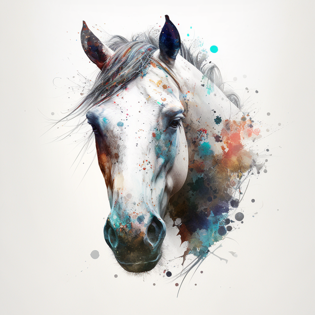 Artistic Horse Portrait in Splash of Colors by Amanda Clark