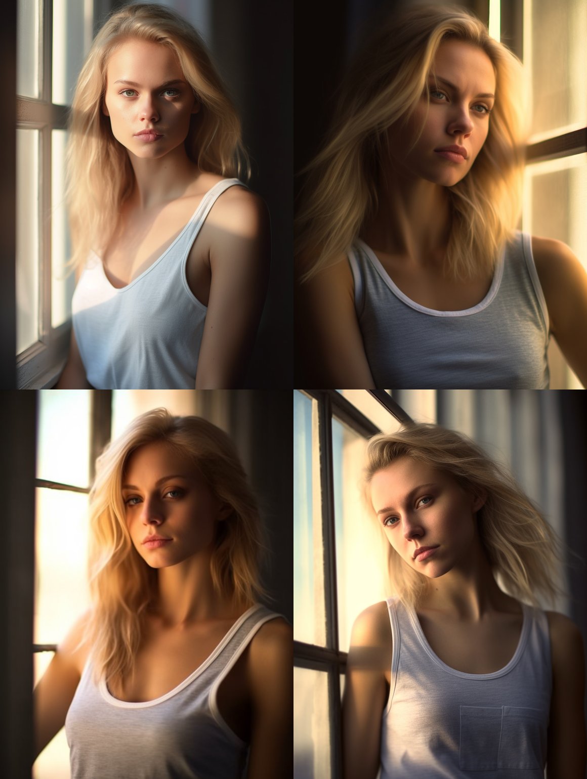 Sunlit Portrait of a Blonde Woman