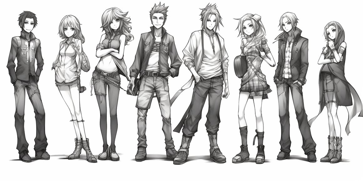 Detailed Anime Ensemble in Monochrome: Midway Update