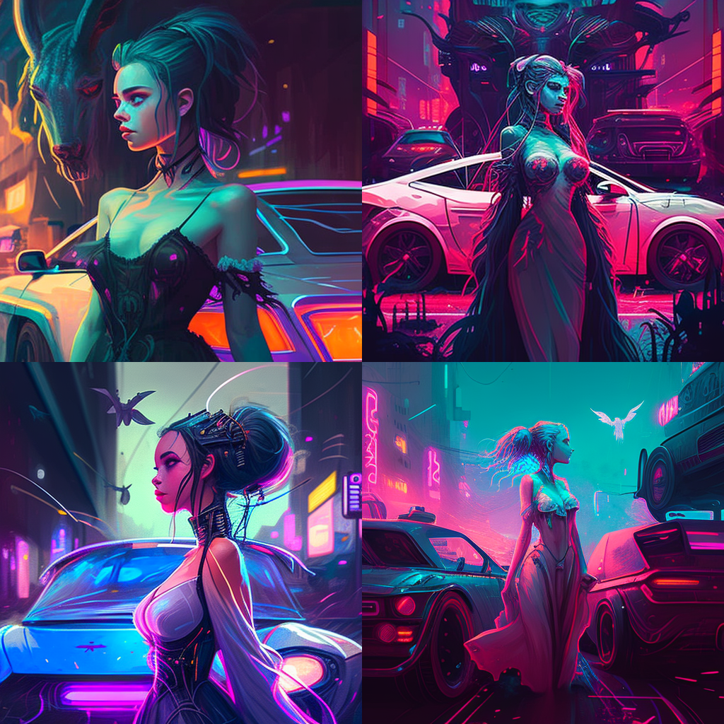 Neo-futuristic Voyage: A Mid-Journey Cyberpunk Enchantment