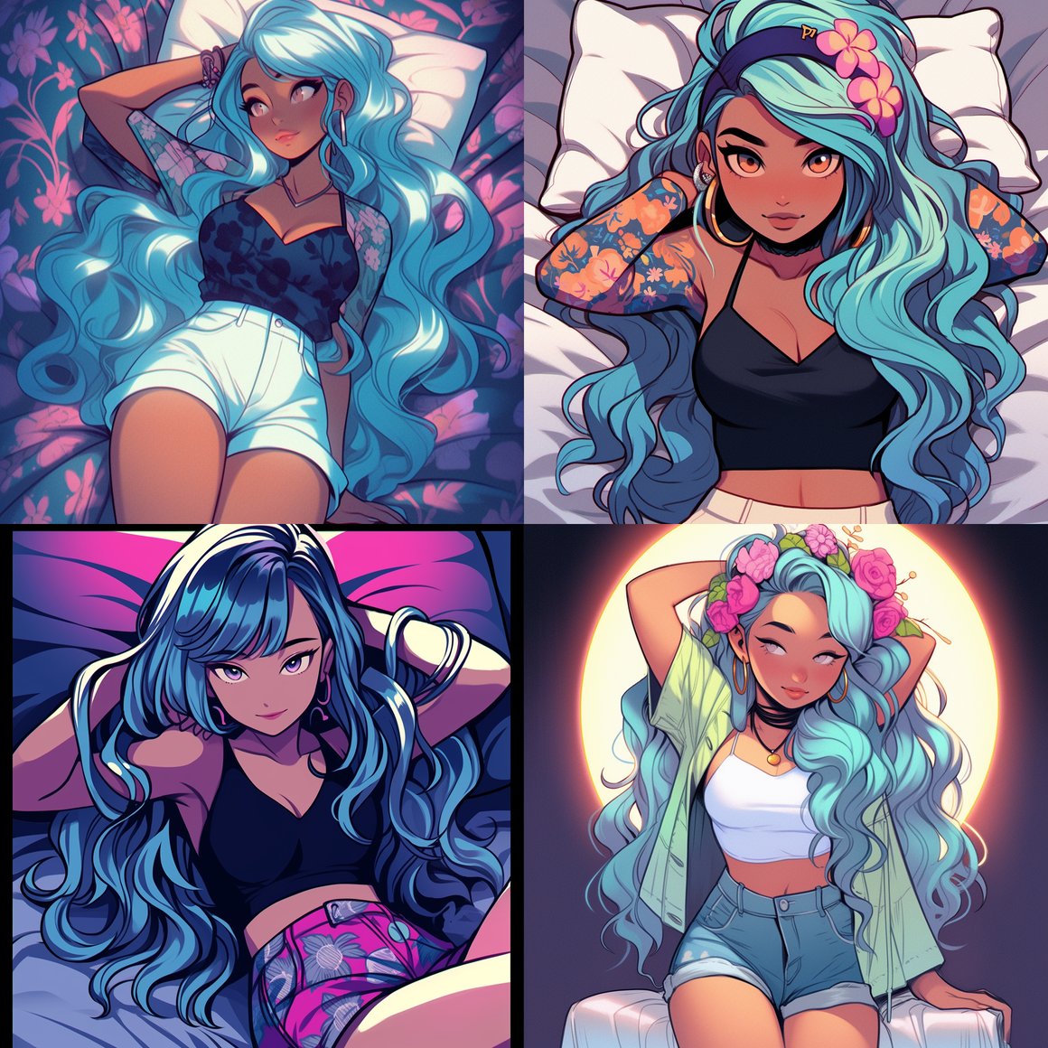 Neon Goddess: Hyper Realistic Cartoon Illustration