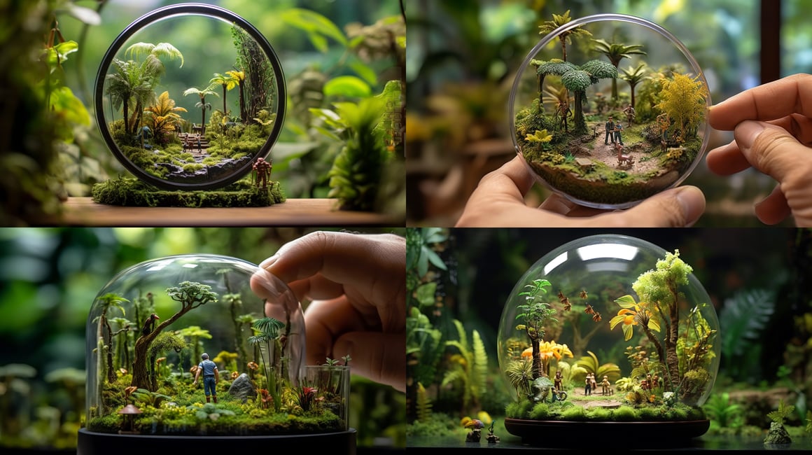 Handcrafted Glass Rainforest Figurine Display in High Resolution