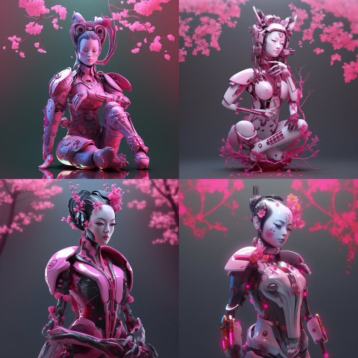 Neon Geisha Cyborg in Mid-Journey