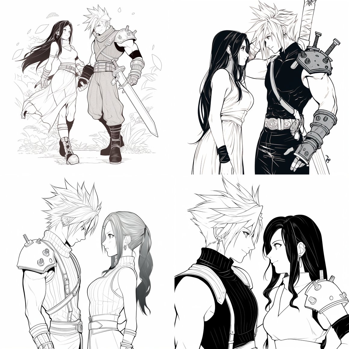 A Tifa and Cloud Monochromatic Dialogue Artbook