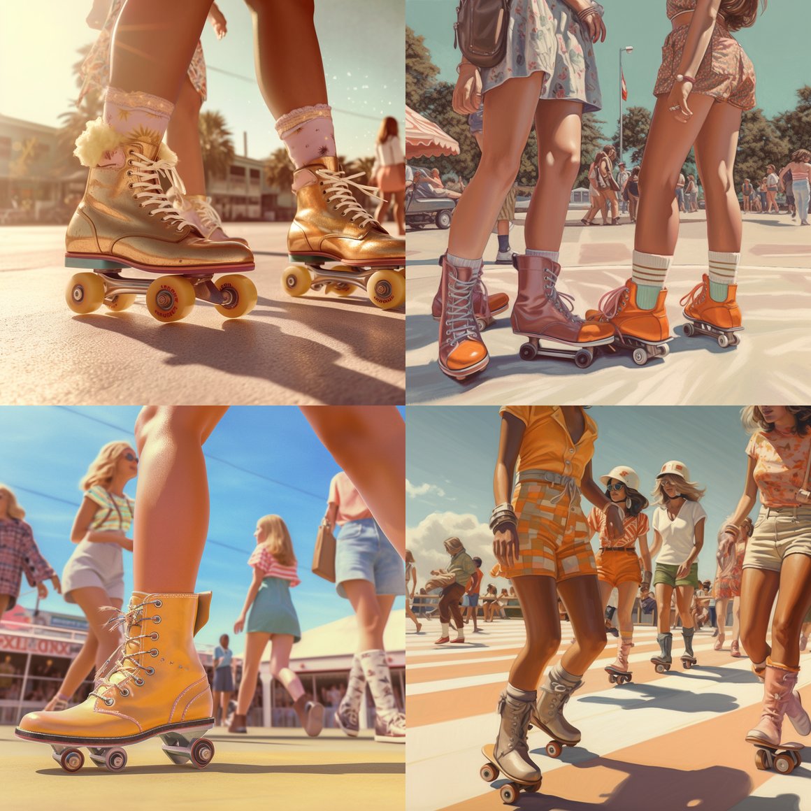 Retro Beachside Rollerskates: 70s Daytime Resurgence