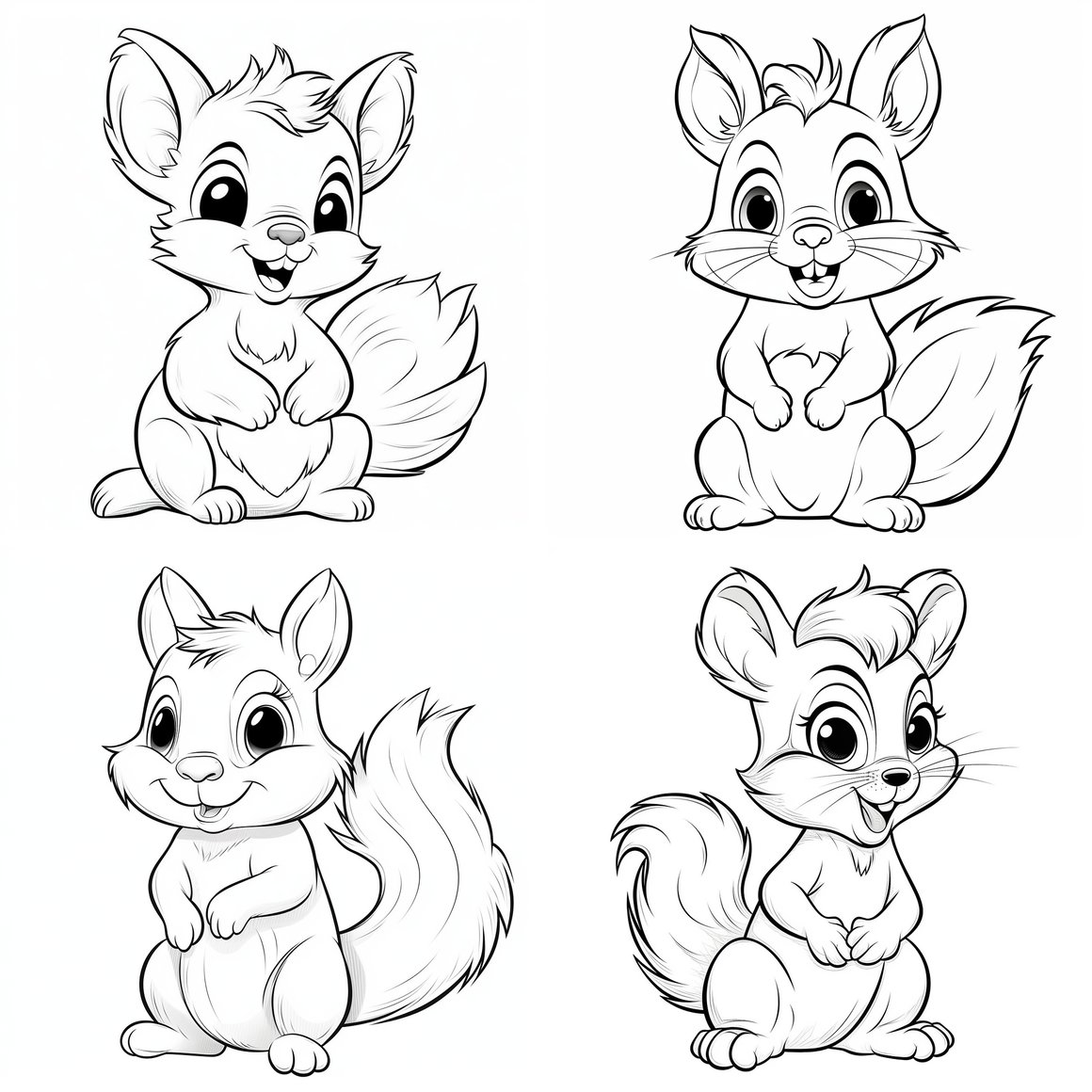 Mid-Way Coloring Fun: Adorable Squirrel Sketch