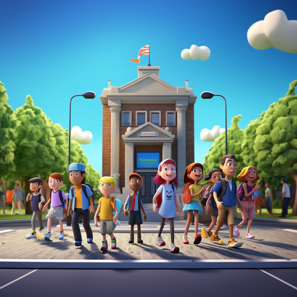 Midday Museum Adventure: A 3D Cartoon Journey