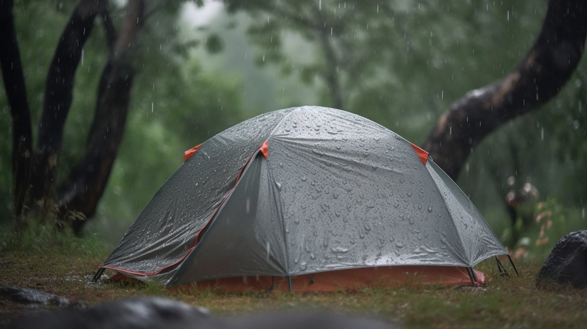 Nature's Serenity: A Rainy Camping Experience