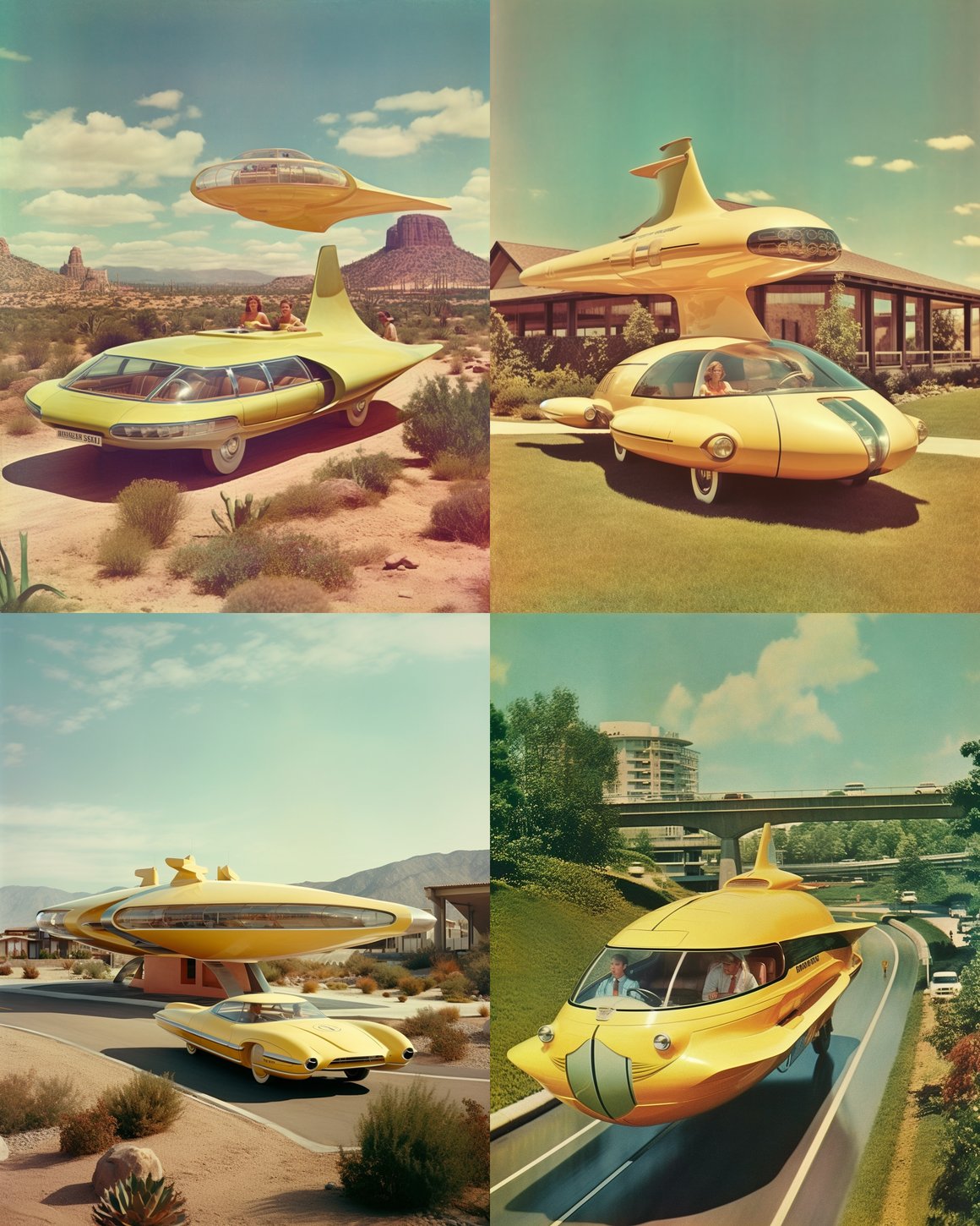 Retro Futurism: 1960's Flying Car Advertisement Postcard