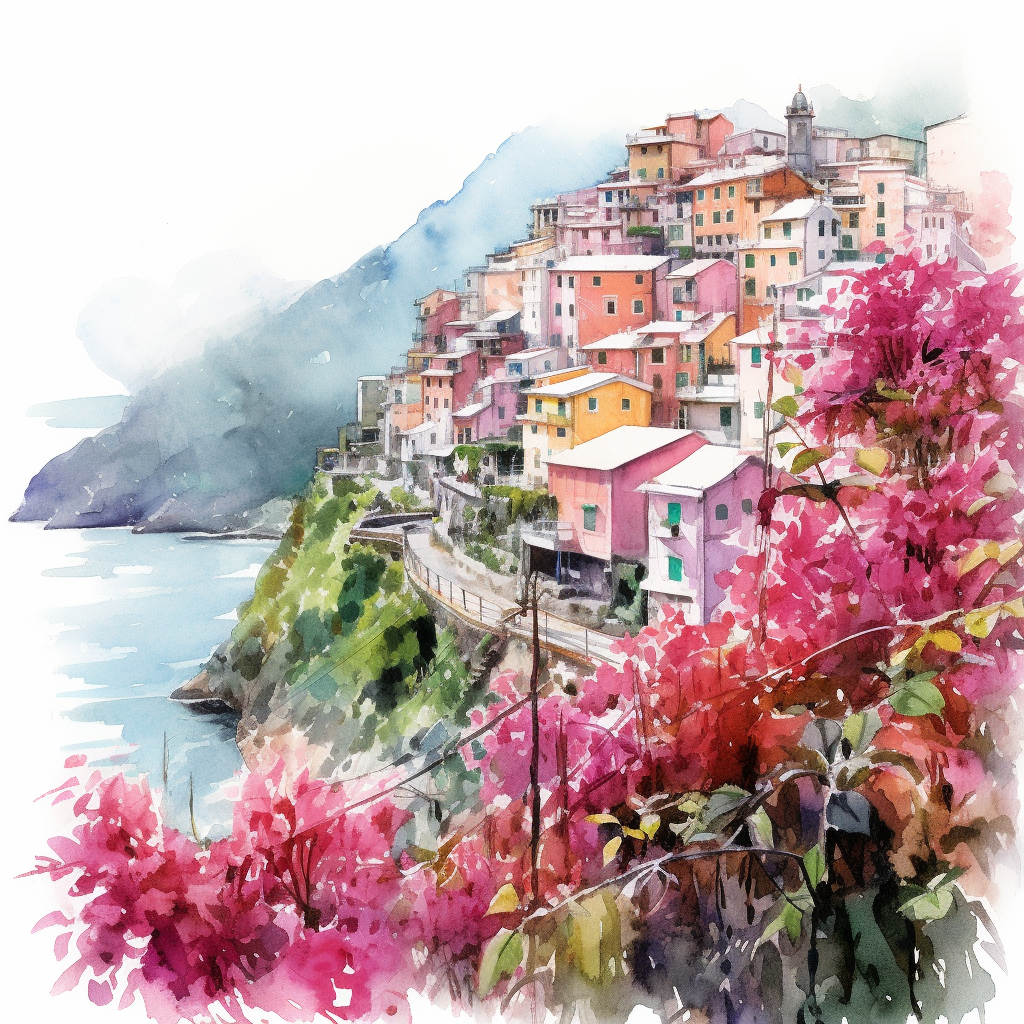 Cinque Terre Journey: Gagliardi-Inspired Watercolor