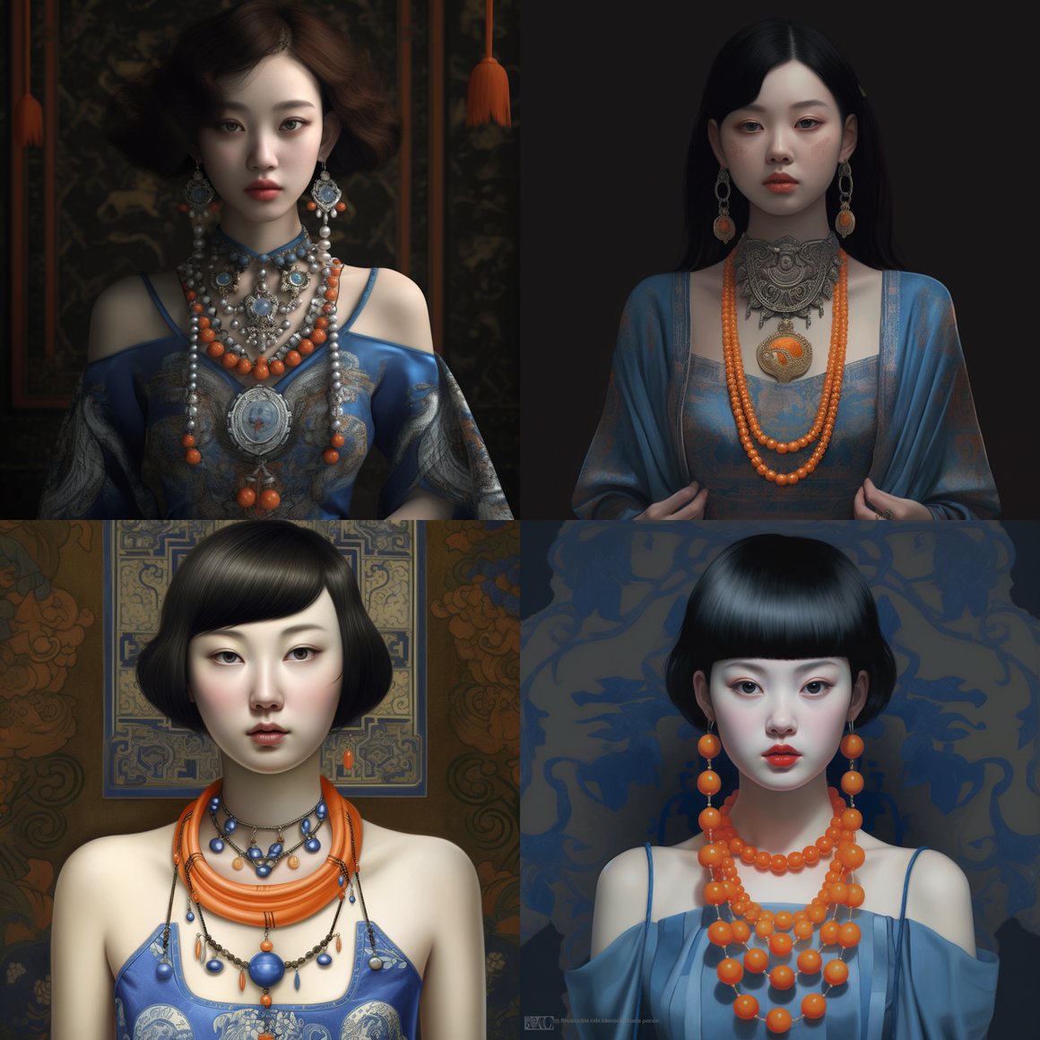 A Surrealistic Snapshot of a Tang Dynasty Maiden with a Blue Amulet