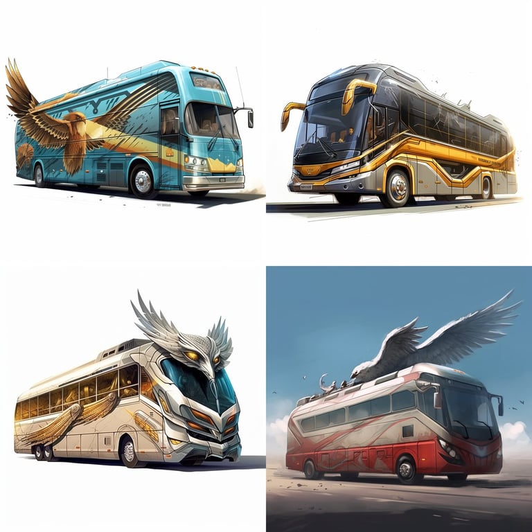 Hawk-Themed Tour Bus Concept Art Mid-Journey Prompt Prompt | NeoPrompt