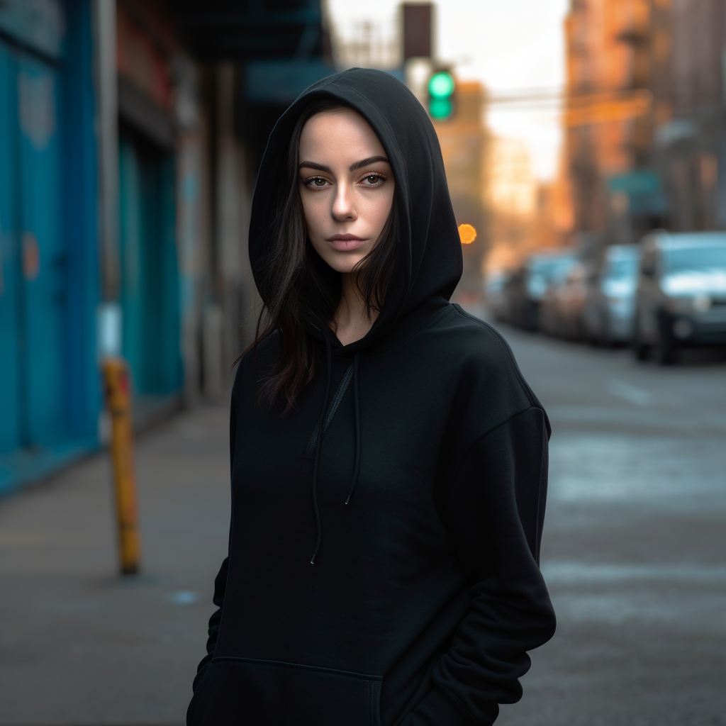 Brooklyn Views: Mid-Journey Posing in Black Hoodie
