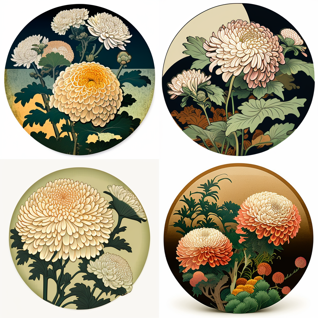 Designing Ukiyo-e Style Chrysanthemum Icon v4