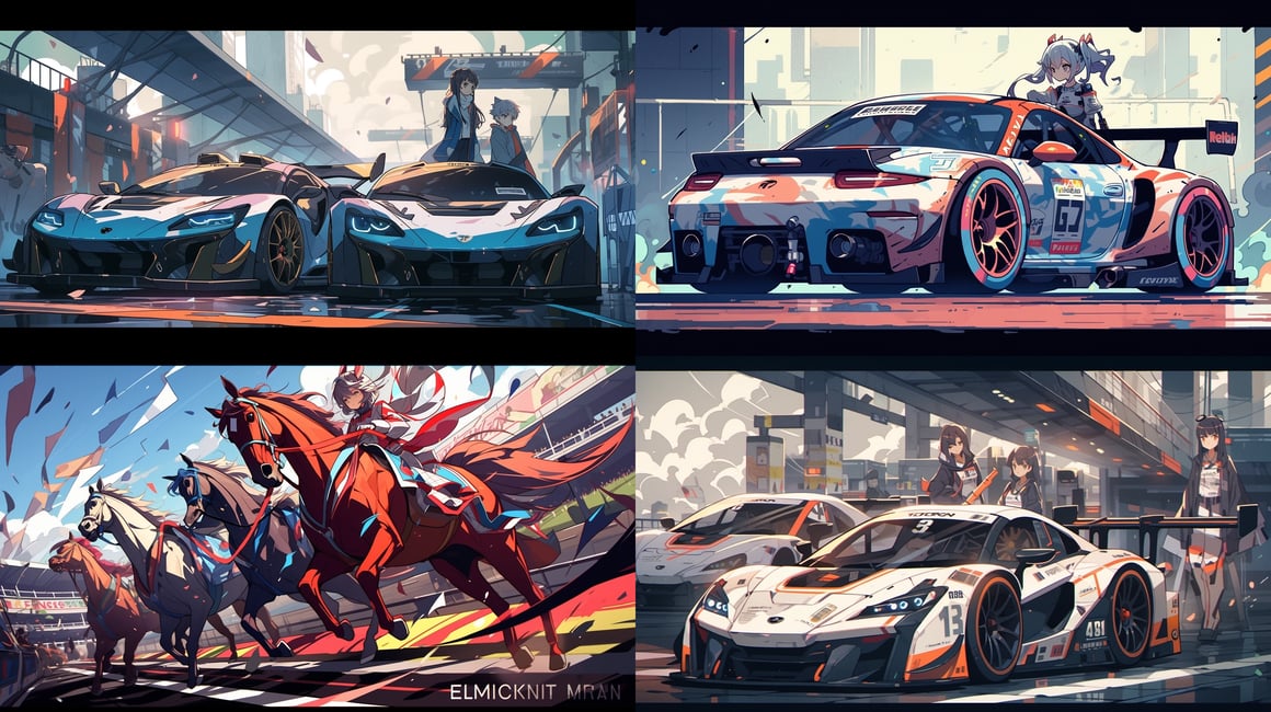 Full Color Racing Vector Image in Vibrant Contrast Prompt | NeoPrompt