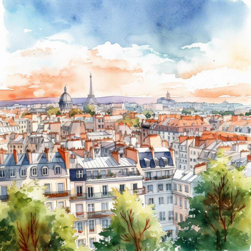 A Sunny Day Watercolor Journey in Children's Book Style