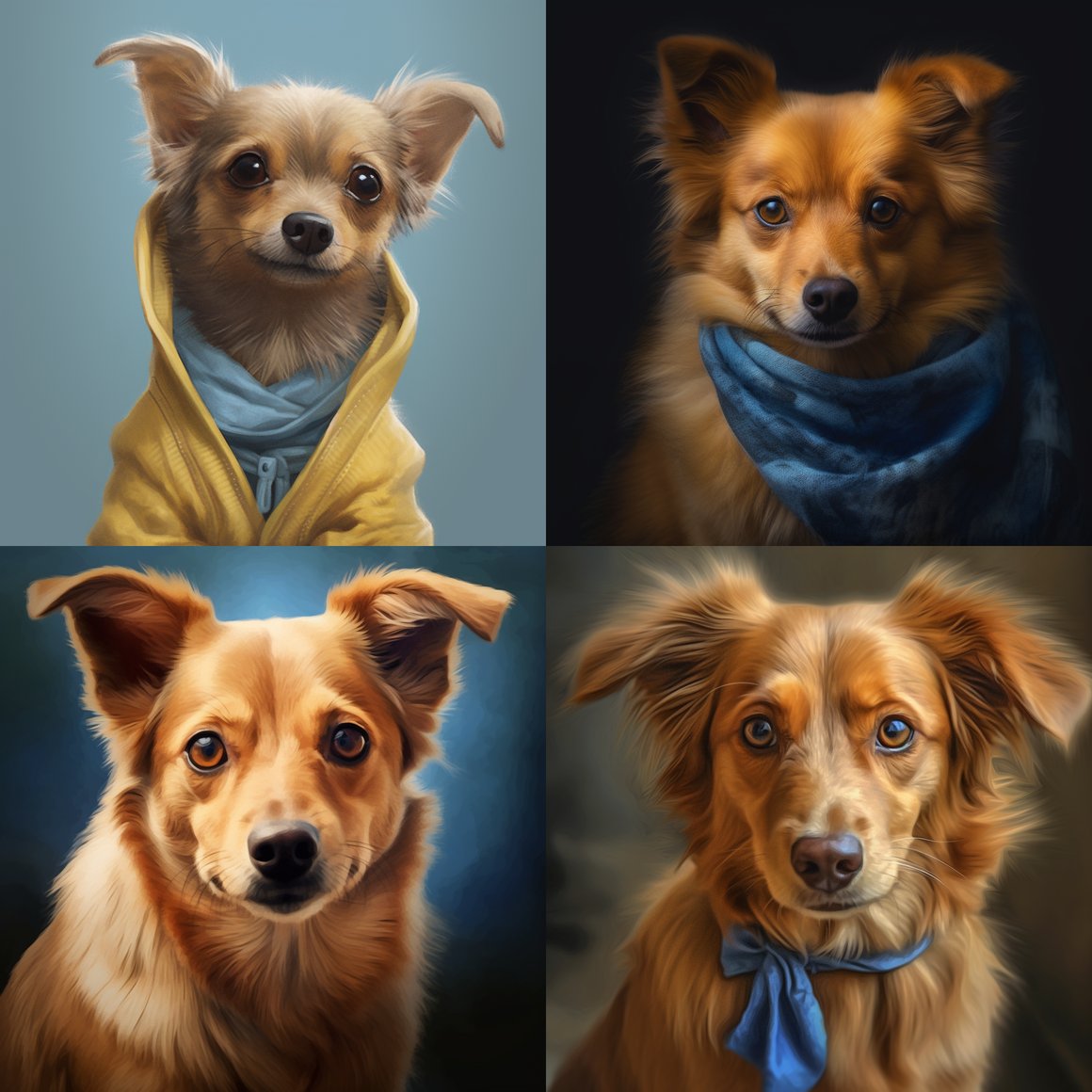 Detailed Artistry of a Brazilian Mixed Breed Dog in Chic Blue Attire