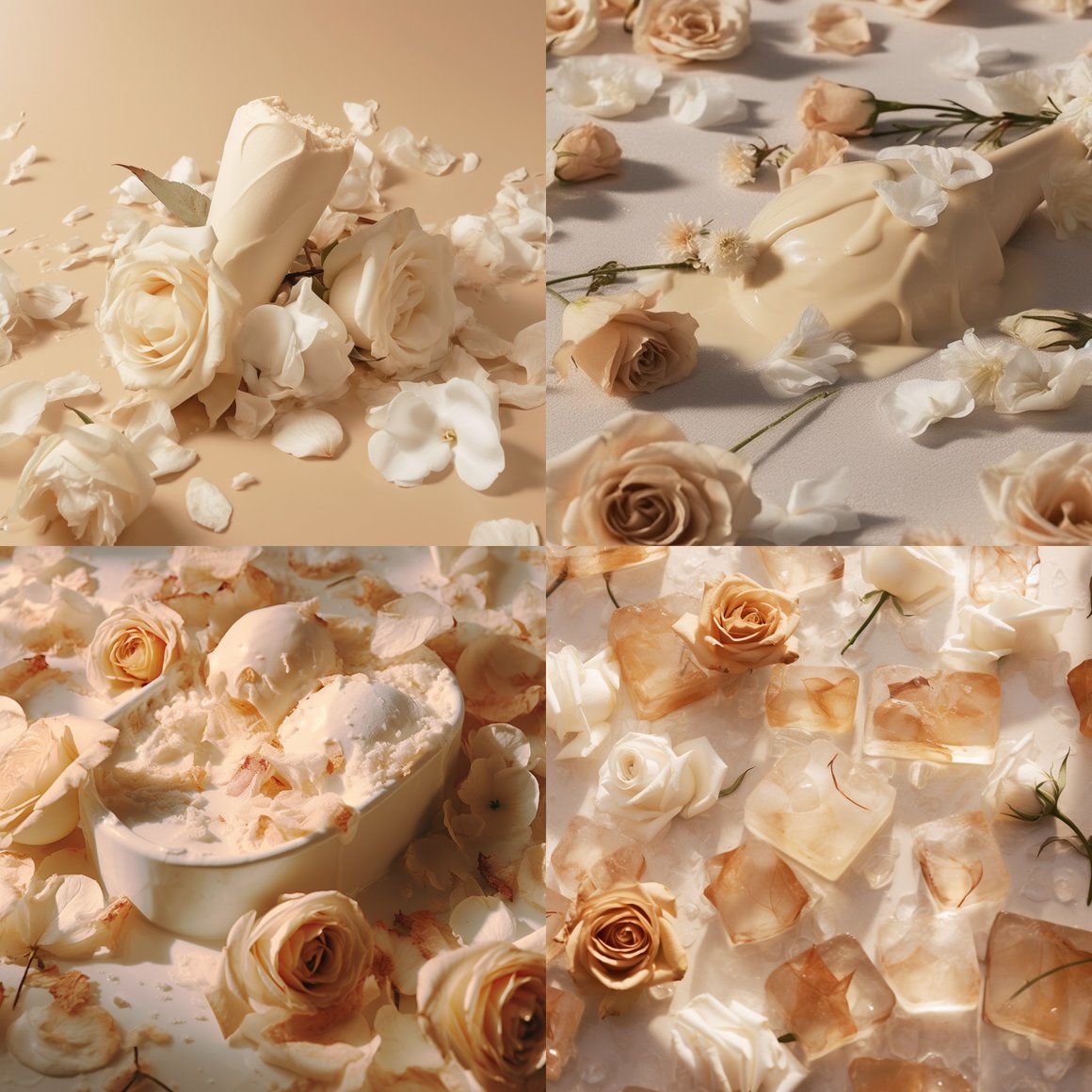 Summer Aesthetic Beige Floral Ice Journey - Mid Point Product Placement Prompt