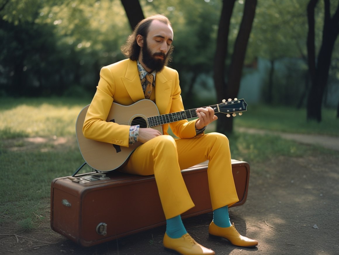 A Turkish Singer's Mid-Performance Moment in Wes Anderson Aesthetics