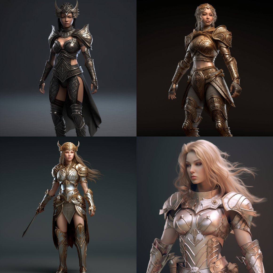HD Photorealistic Portrayal of Subdued Modern Armor - Midway through a Feminine Warrior's Journey