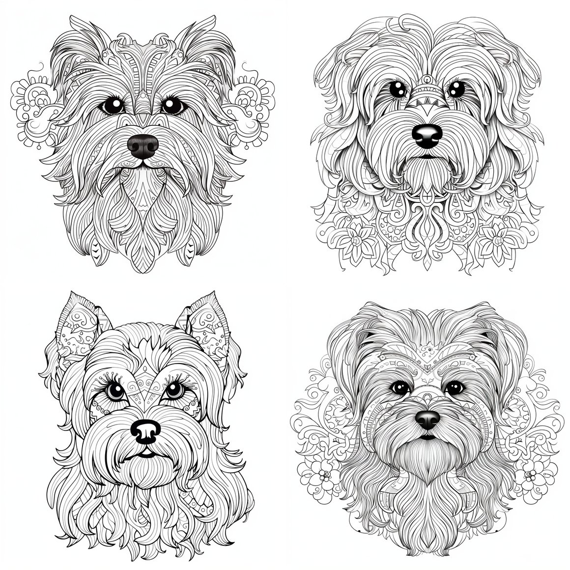 HD Yorkshire Terrier Mandala Coloring Page for Adults