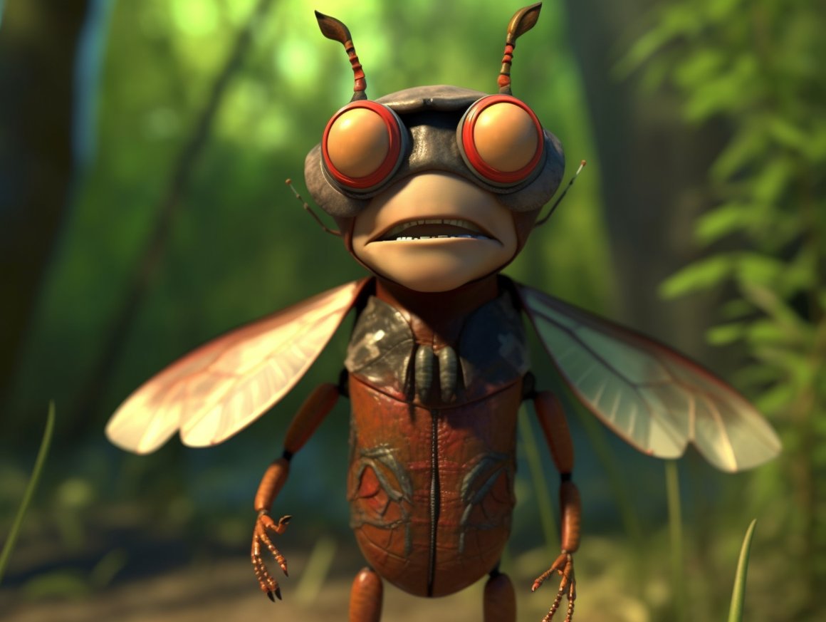 Cicada's Stylish Adventure in 3D Animation