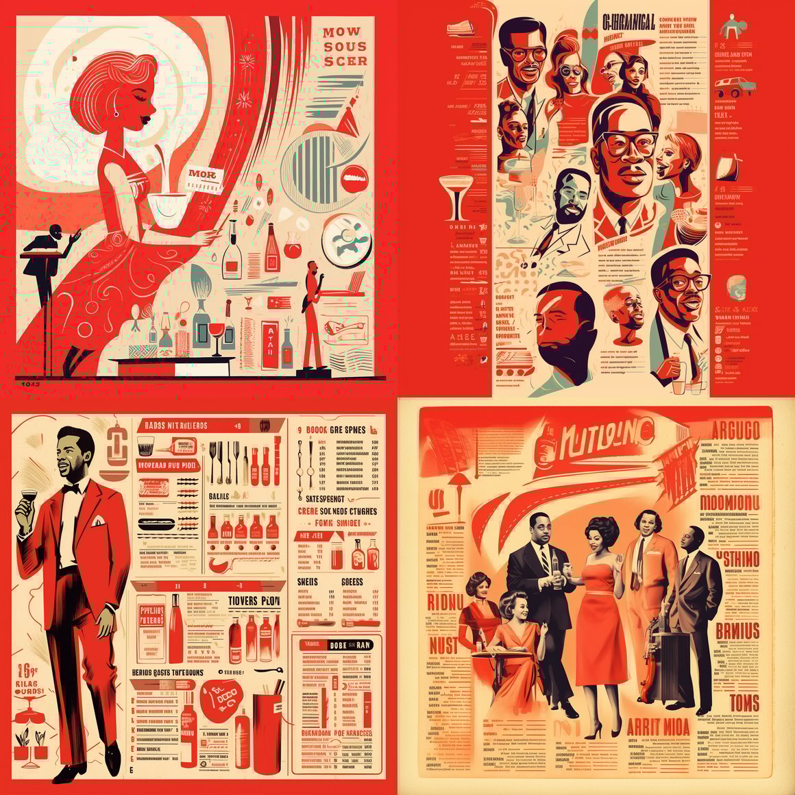 Retro Melody: 60's Motown and White Artists Menu Design