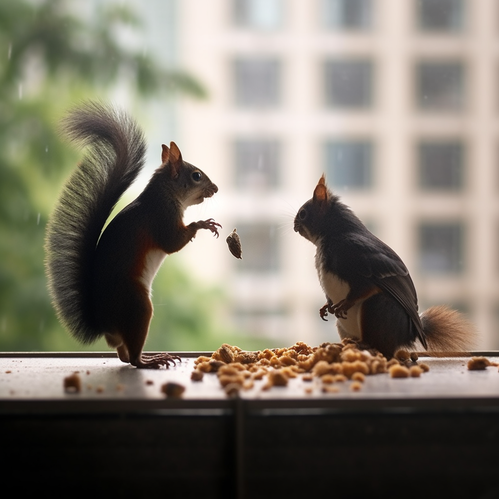 Midday Snack Showdown: A Crow vs Squirrel Saga