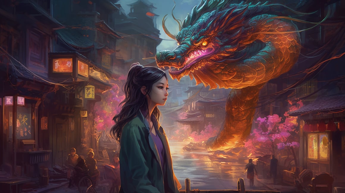 Neon Dragoness: A Mid-Journey Urban Fantasy