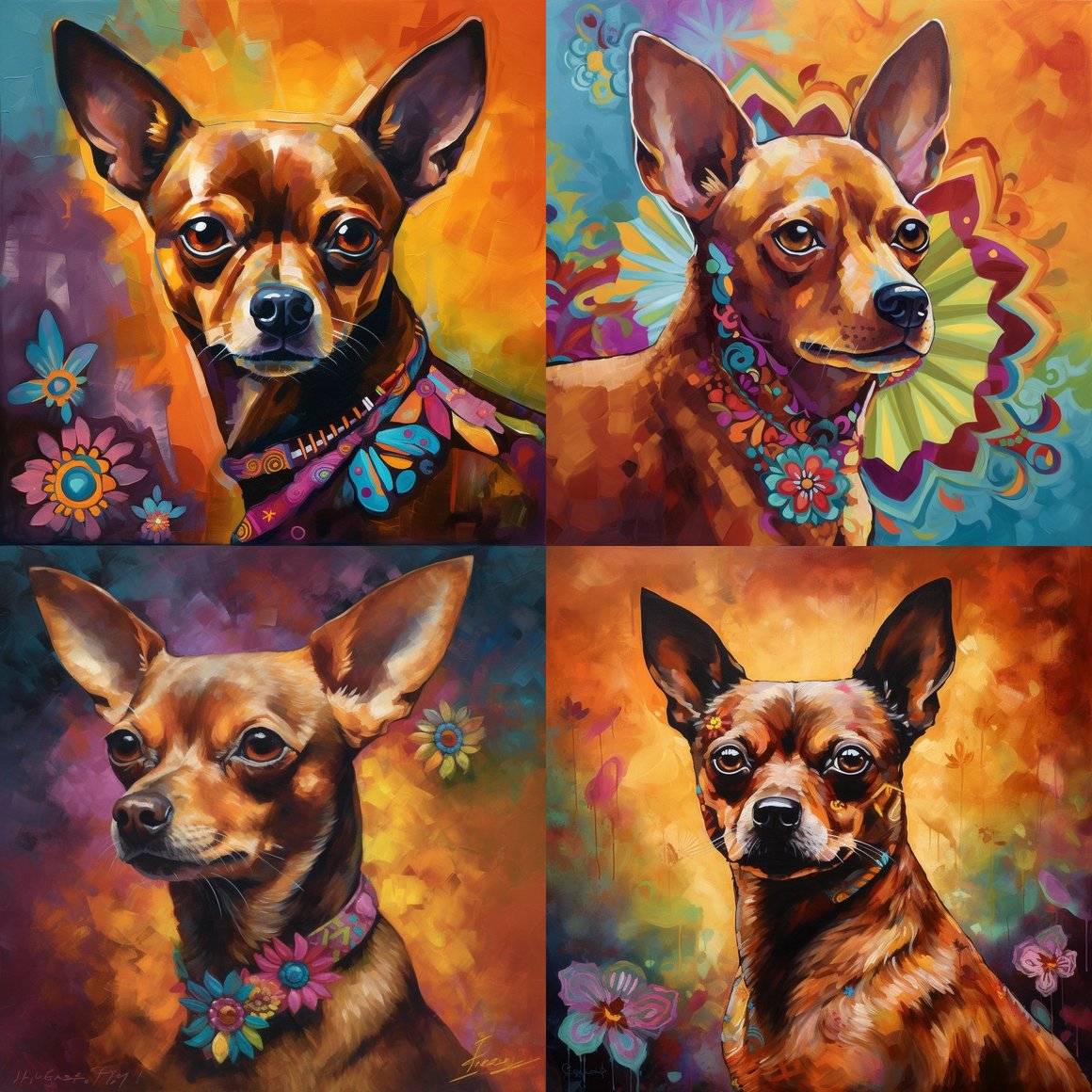 Resilient Spirit: A Frida Kahlo Inspired Dog Portrayal