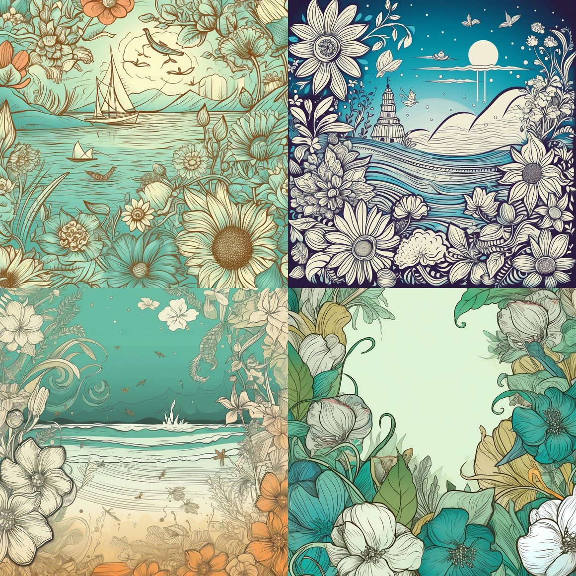 Summer Lovin' Wedding Invitation Line Art Background