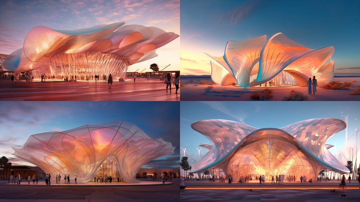 A Transparent Architectural Odyssey at Sunset
