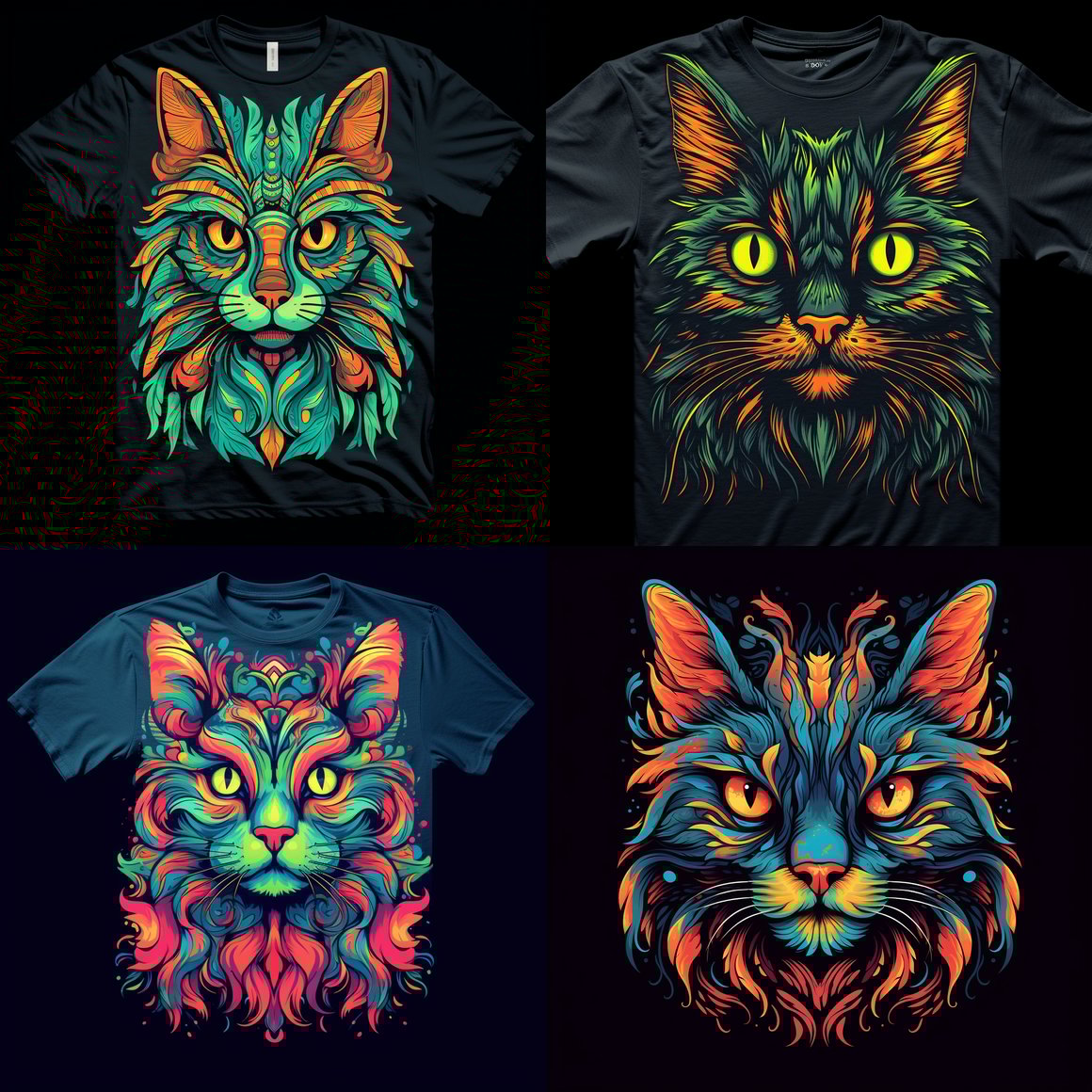Midday Bobtail Cat Illustration T-Shirt Design Process