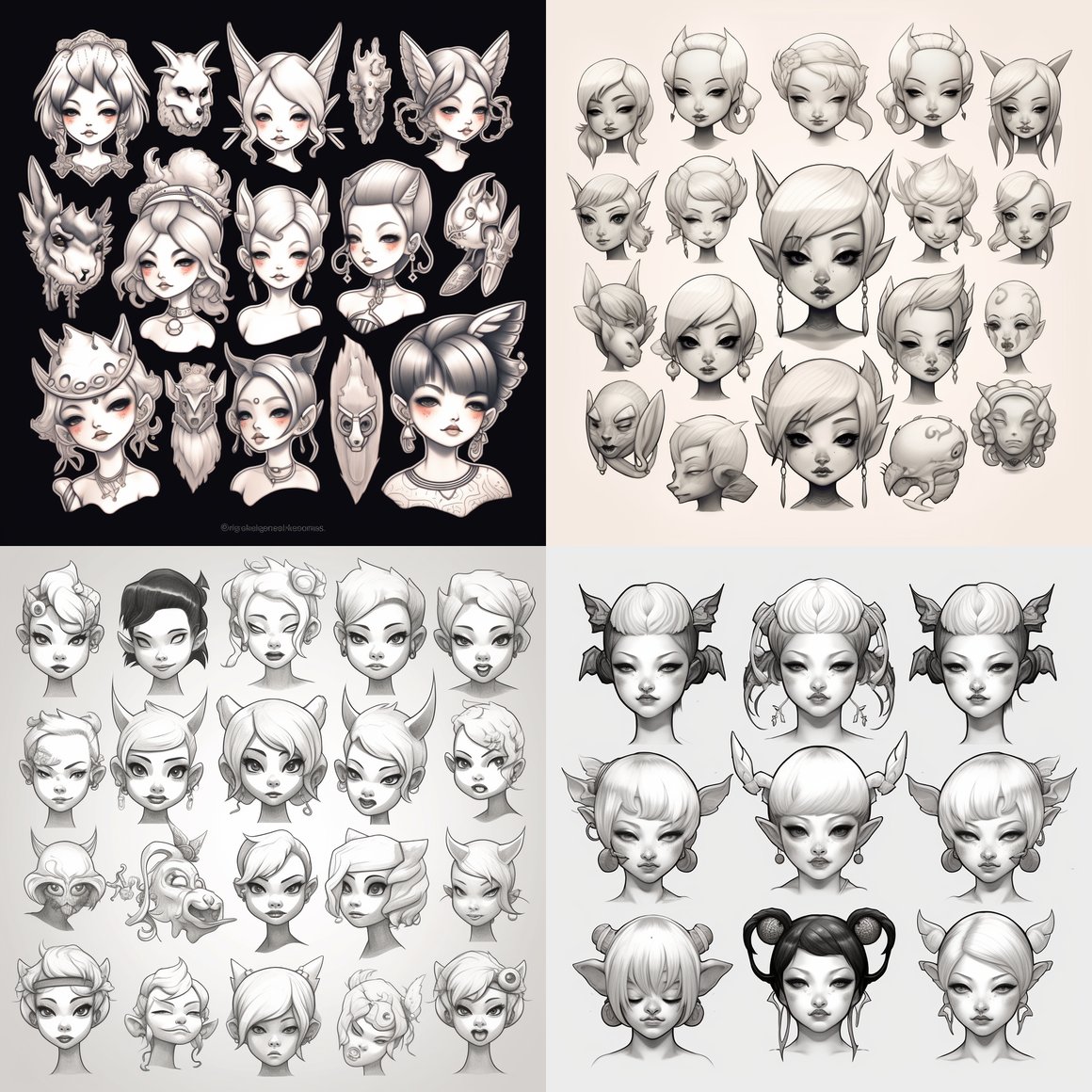 Hannya Masked Asian Girl Tattoo Flash Sheet Design Brief