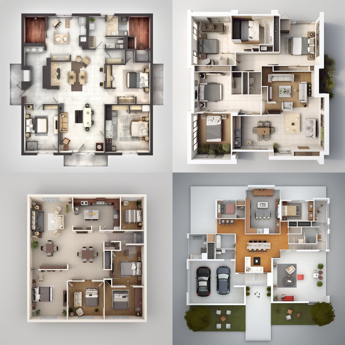 Four-Bedroom Single Story House Floor Plan Design Request Prompt ...