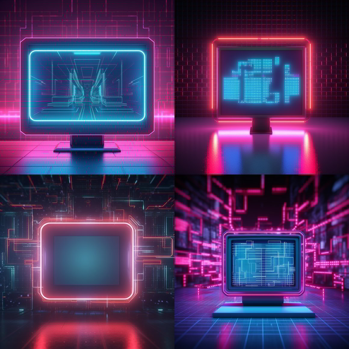 Retro Digital Odyssey: A Neon Grey Cybercape