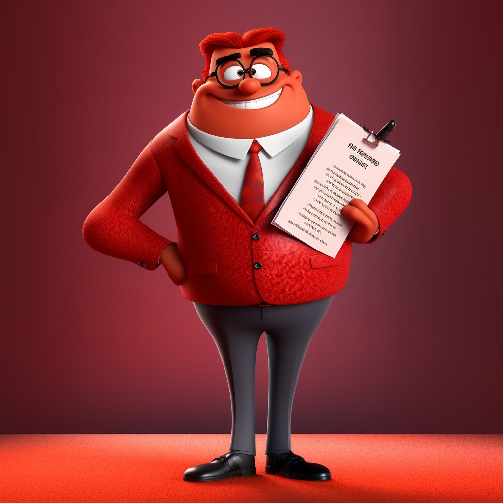 Create a Pixar-style Compliance Conundrum Character