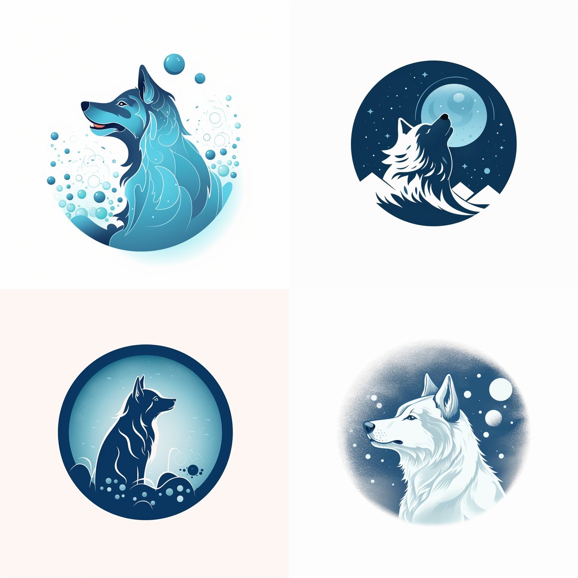 Halfway to Gorgeous: Wolf Howl Dog Grooming Logo Design V5